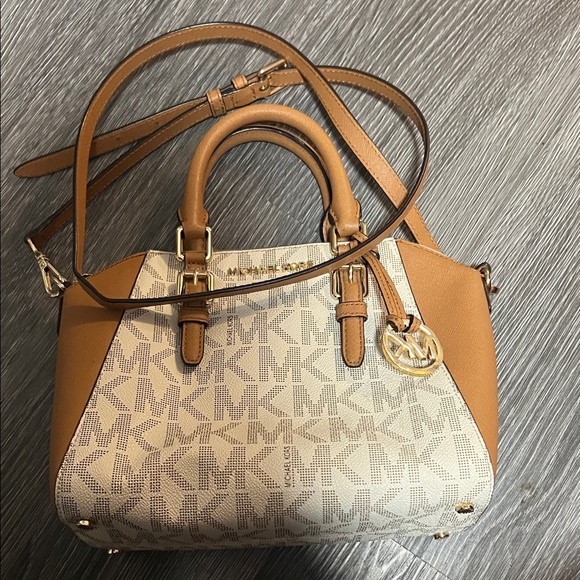 Michael Kors Brown and Cream Logo Satchel - Picture 3 of 9